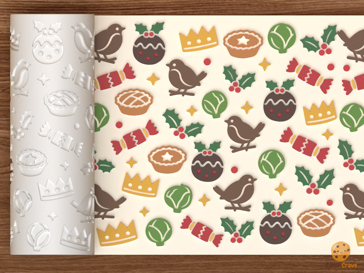 British Christmas Robin Pudding Crackers Textured Roller