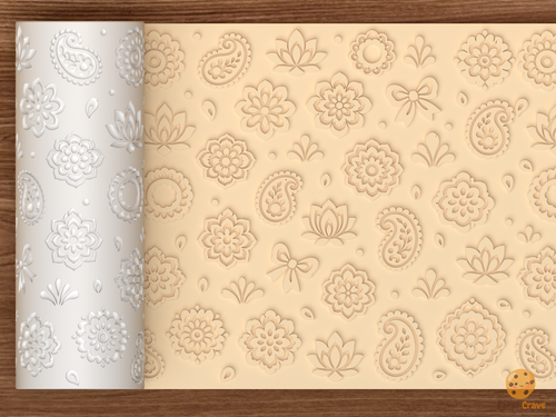 Boho Paisley Floral Textured Roller STL File - 01 main photo emboss