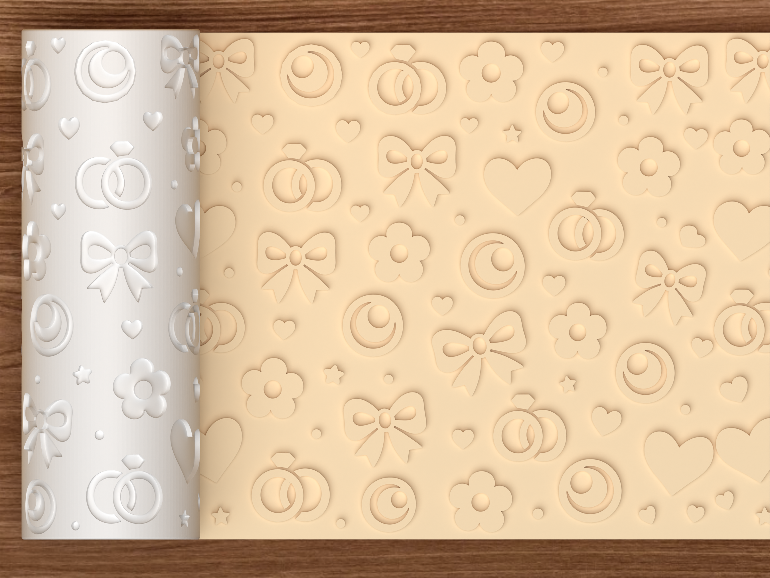 Romantic Wedding Textured Roller STL File - 01 main photo emboss