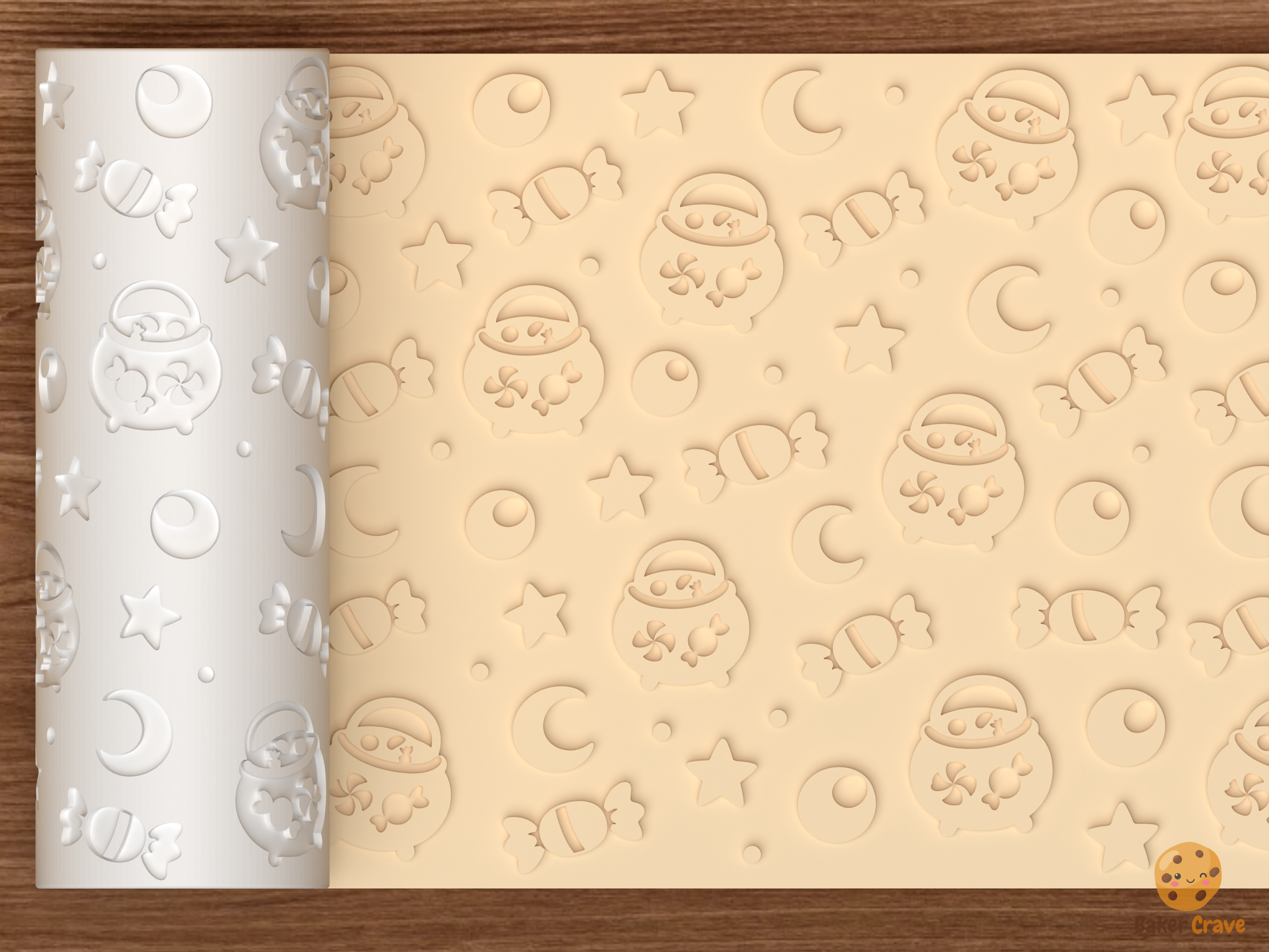 Candy Cauldron Textured Roller STL File - 01 main photo emboss
