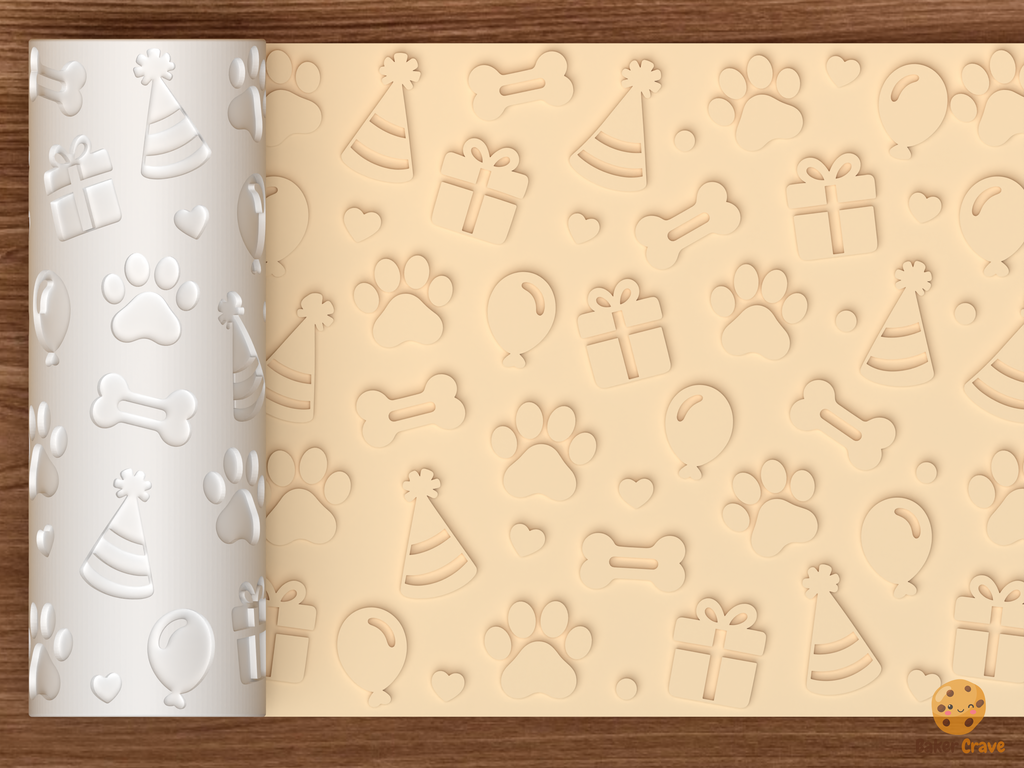 Pet Birthday Textured Roller STL File - 01 main photo emboss
