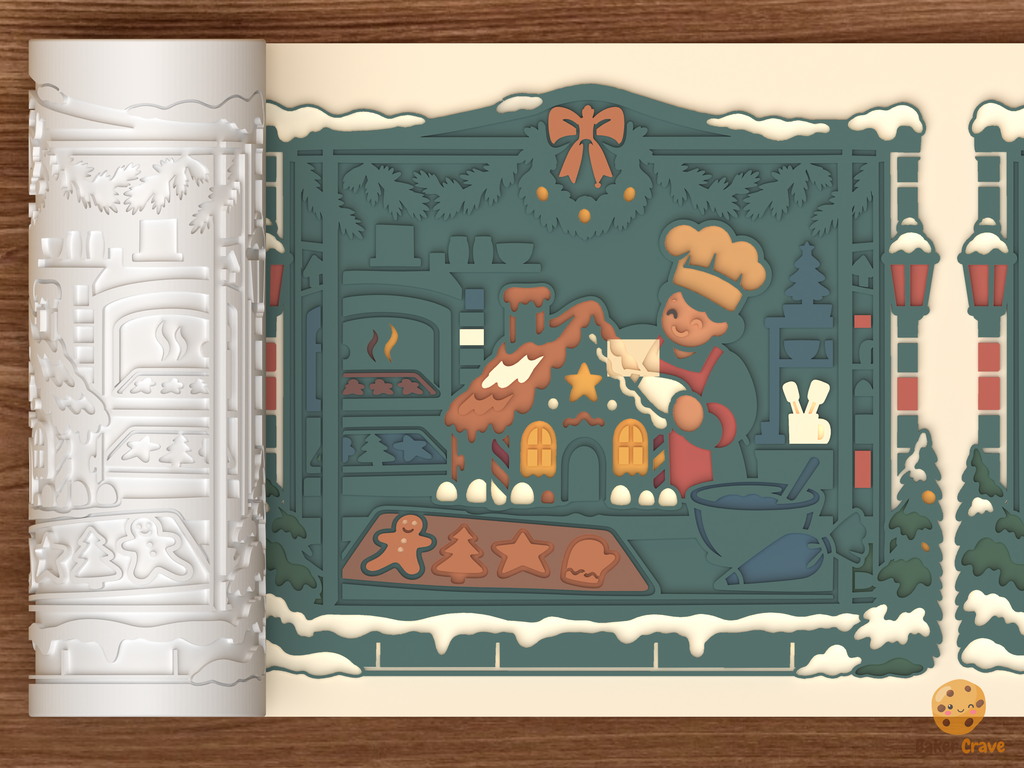 Gingerbread Bakery Window Textured Roller STL File