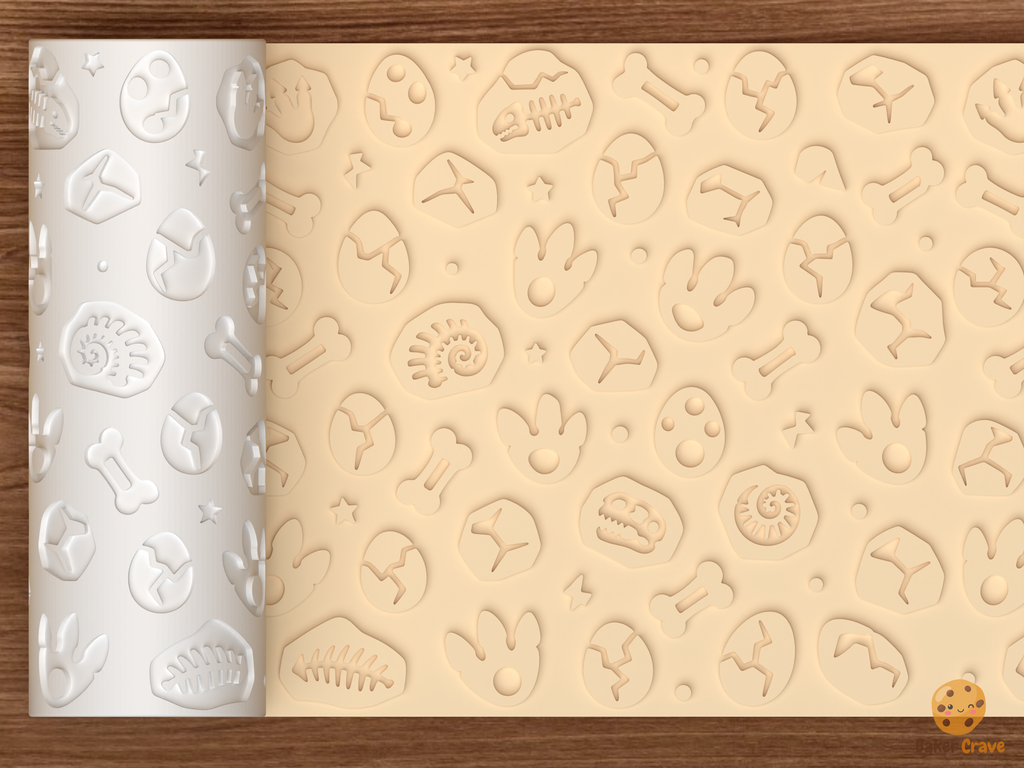 Dinosaur Fossil Textured Roller STL File - 01 main photo emboss