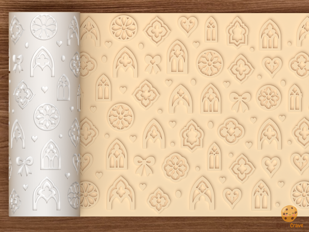 Gothic Cathedral Romance Textured Roller STL File - 01 main photo emboss