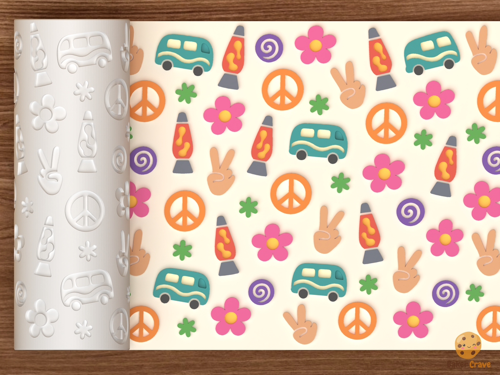 Groovy Peace Flower Power Textured Roller STL File