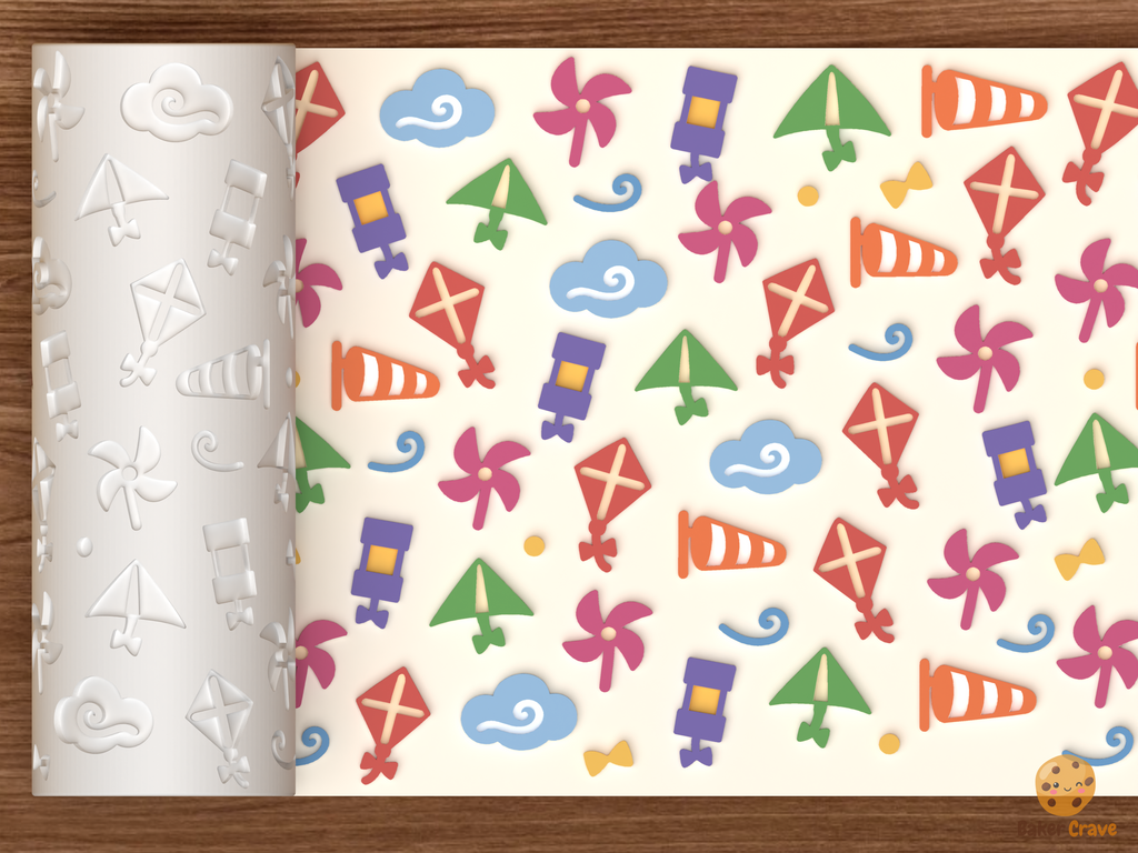 Kites Pinwheels Windy Day Textured Roller STL File