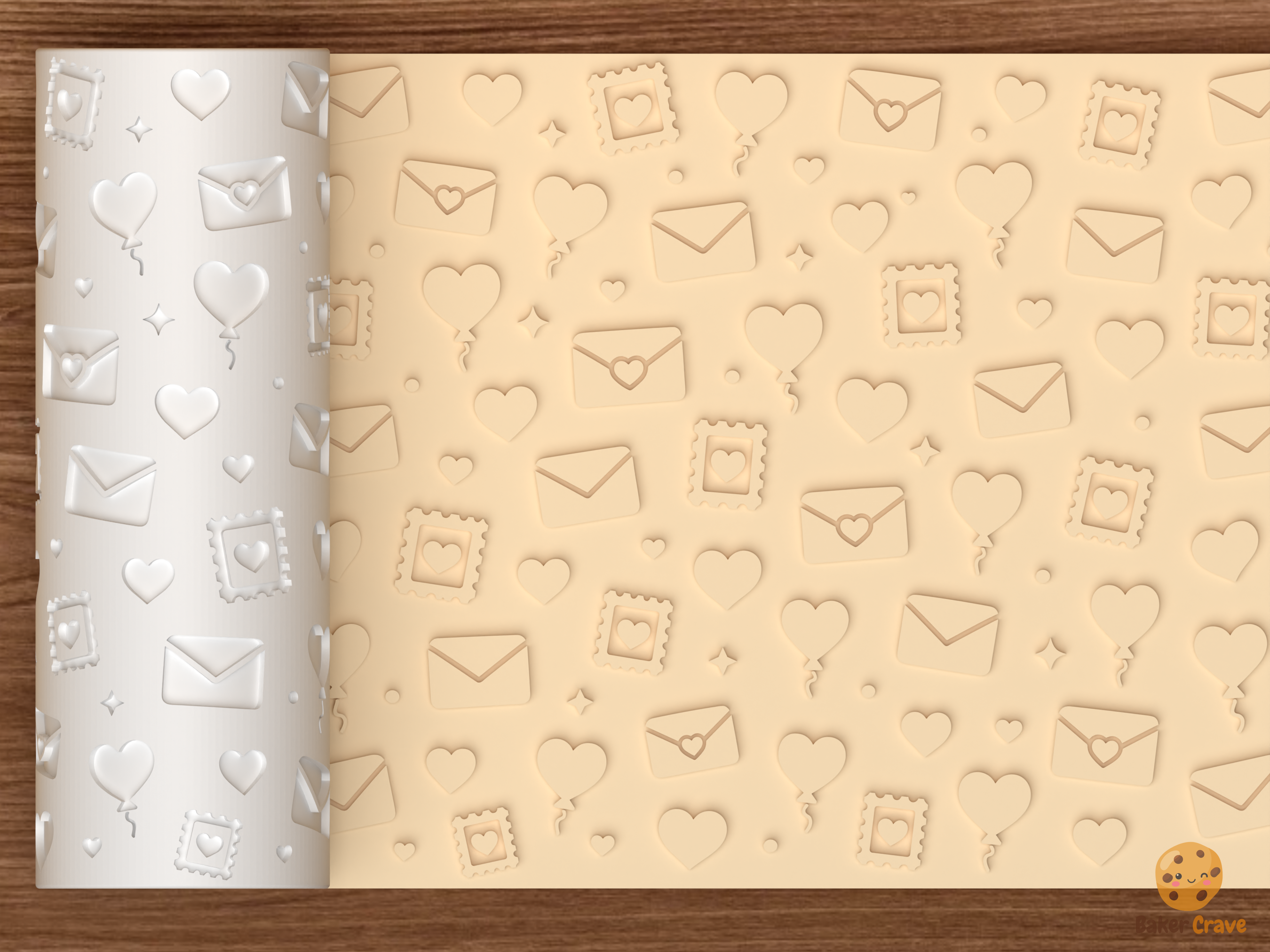Valentine Love Letters Textured Roller STL File - 01 main photo emboss