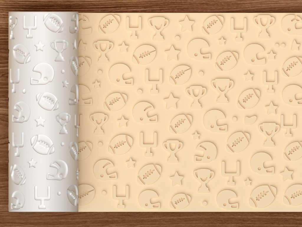 American Football Game Day Textured Roller STL File - 01 main photo emboss