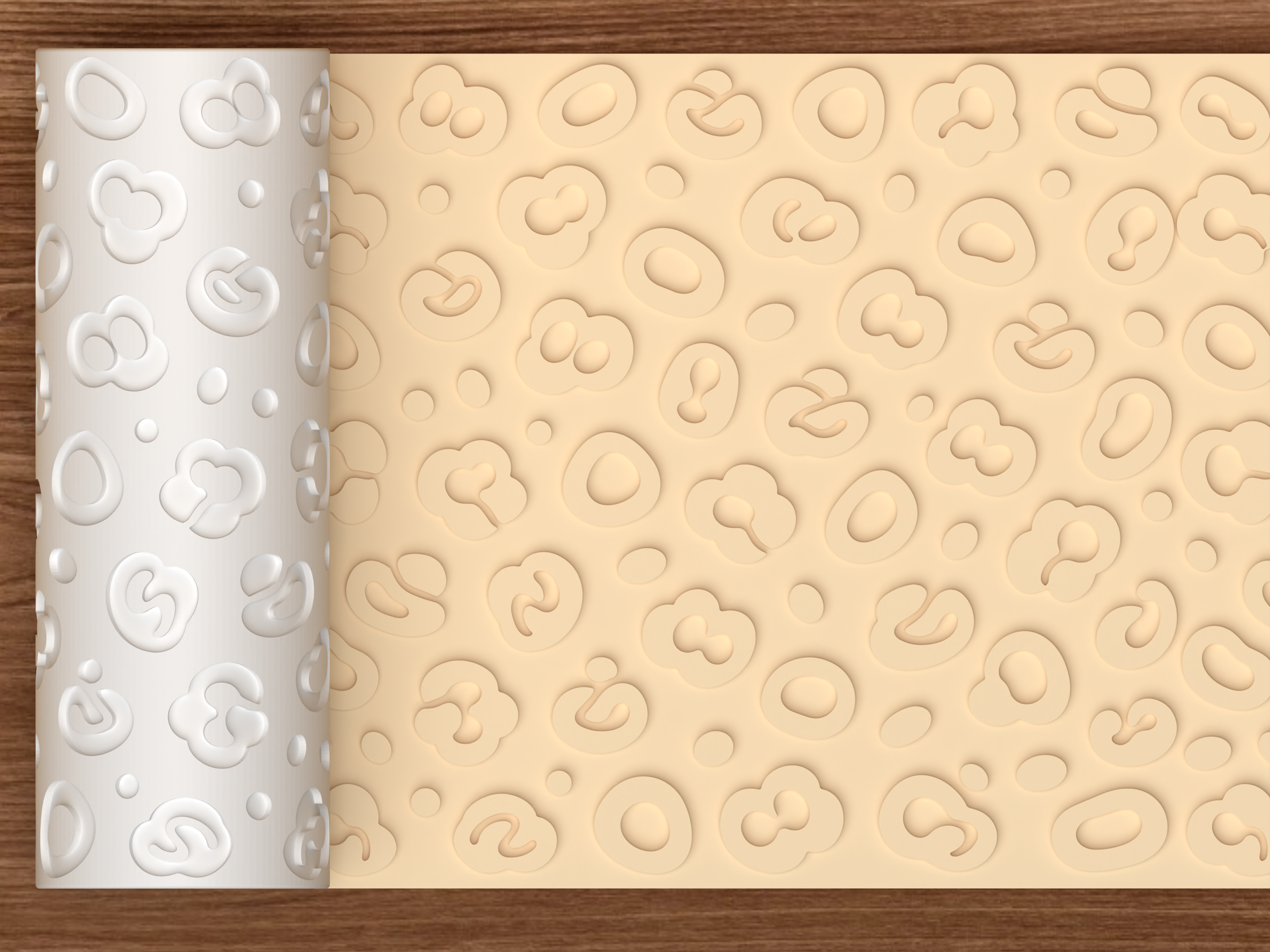 Leopard Animal Print Textured Roller STL File - 01 main photo emboss
