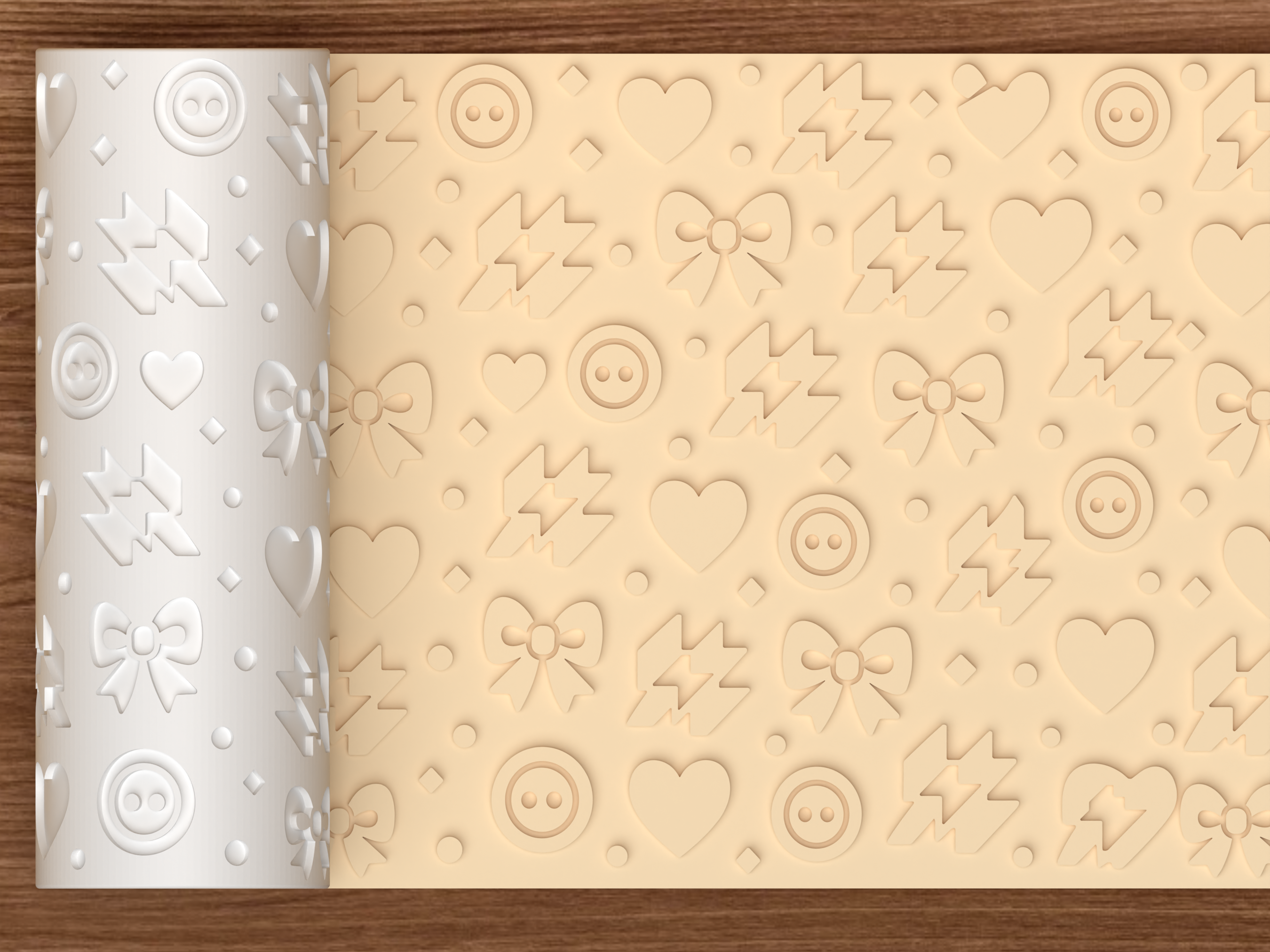 Kawaii Pop Icons Textured Roller STL File - 01 main photo emboss