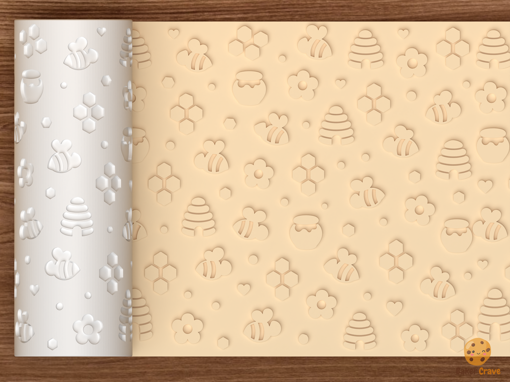 Honey Bee Garden Textured Roller STL File - 01 main photo emboss