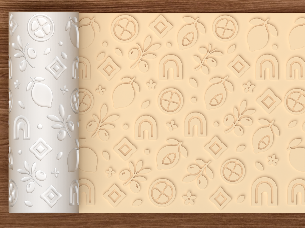 Mediterranean Citrus Textured Roller STL File - 01 main photo emboss