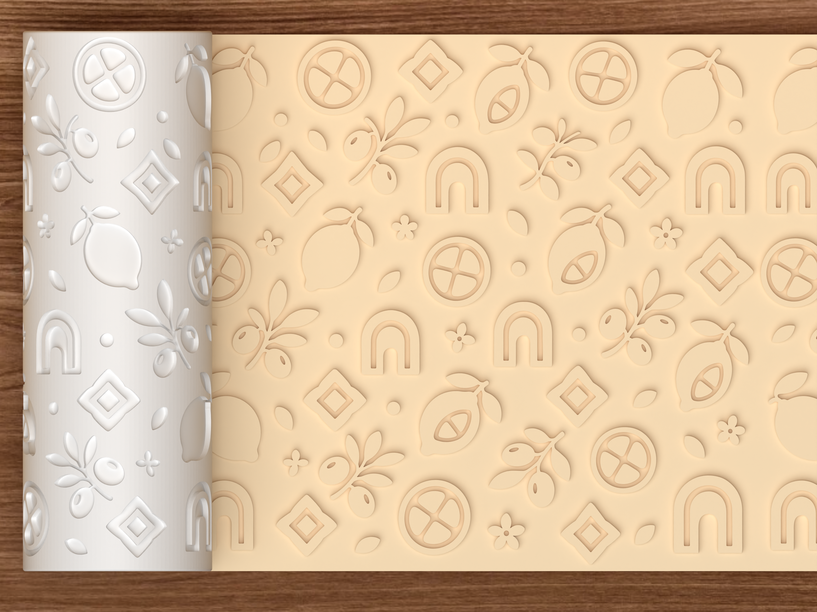 Mediterranean Citrus Textured Roller STL File - 01 main photo emboss
