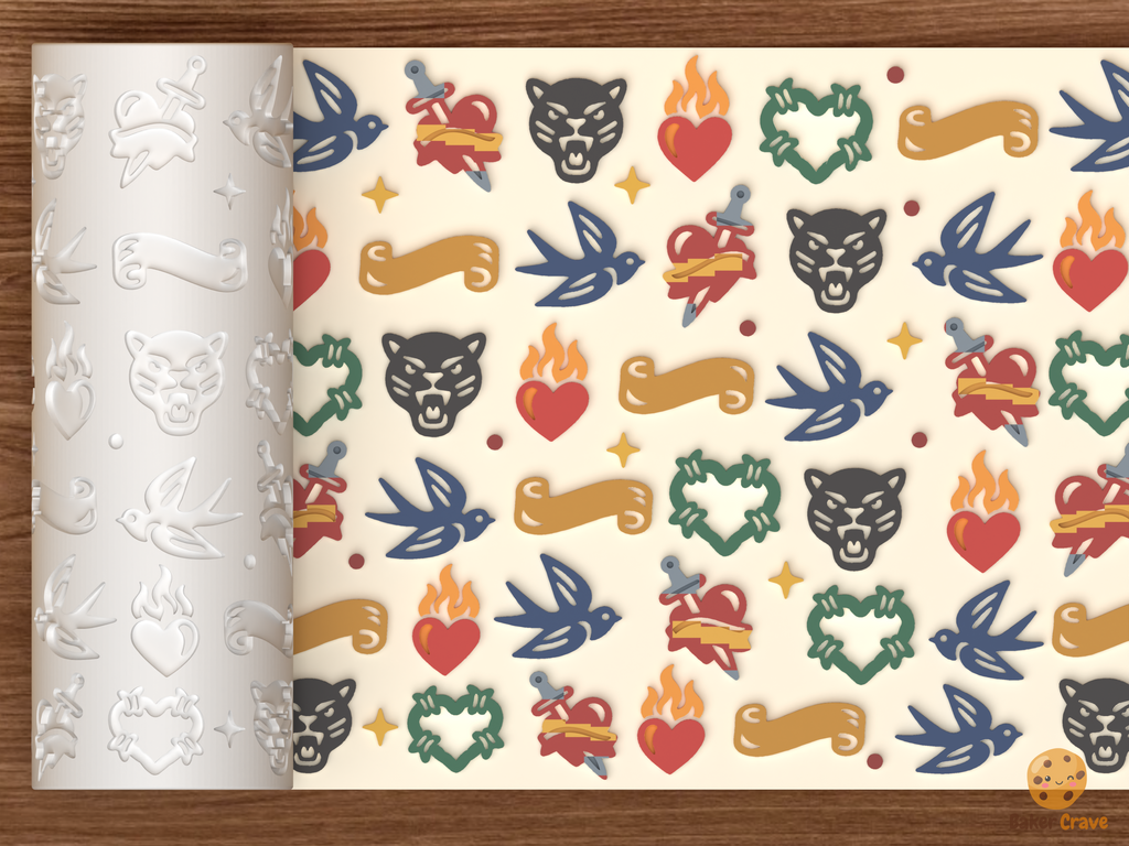 Traditional Tattoo Flash Textured Roller STL File