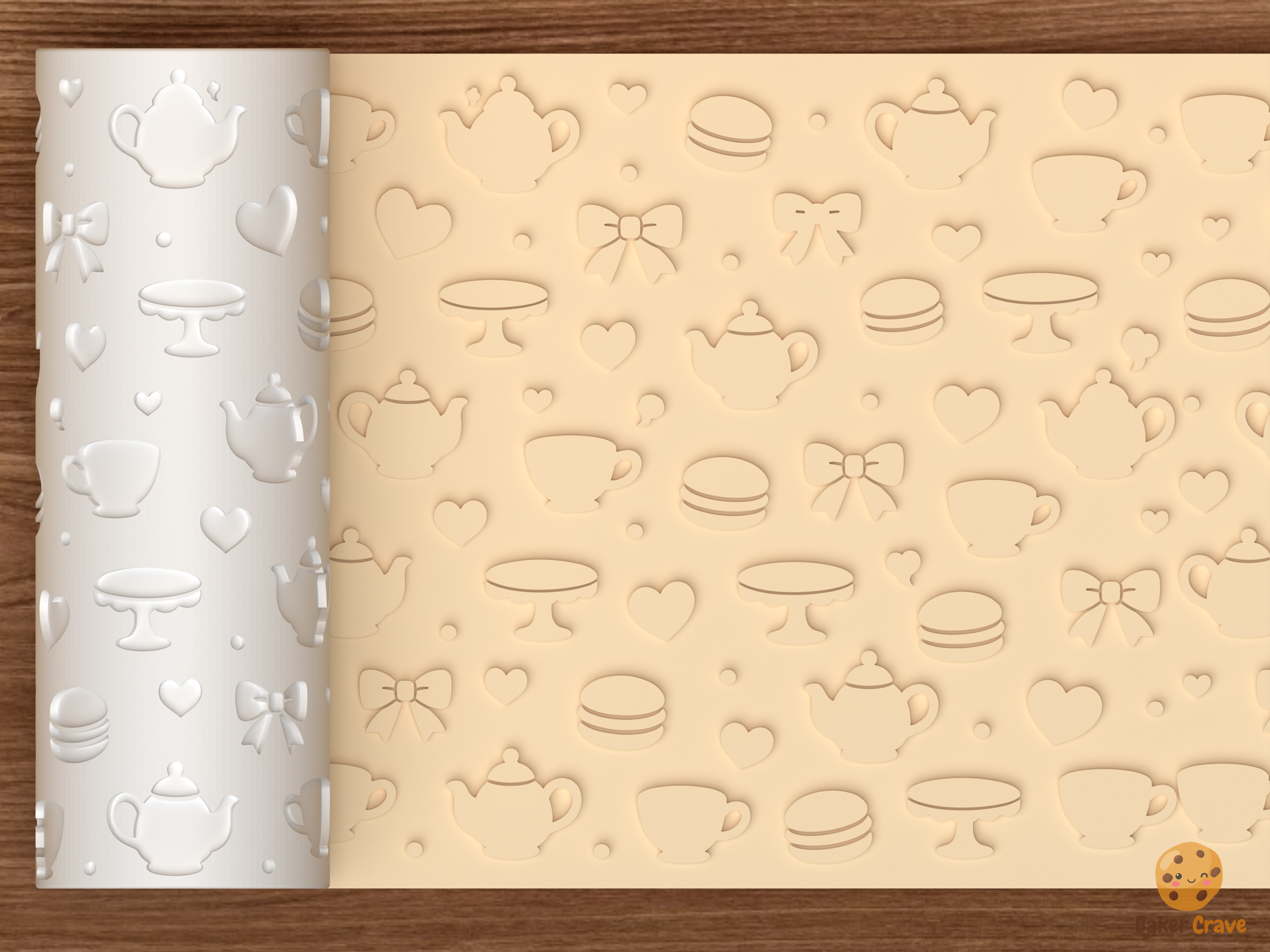 Tea Party Textured Roller STL File - 01 main photo emboss