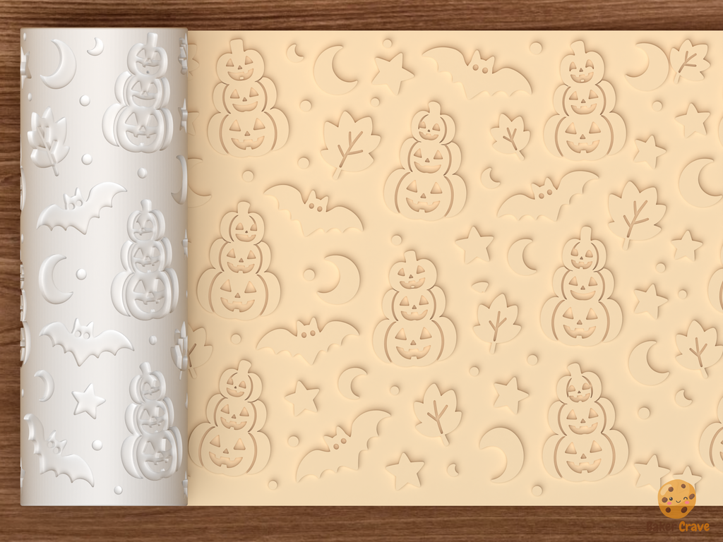 Jack O Lantern Stack Textured Roller STL File - 01 main photo emboss