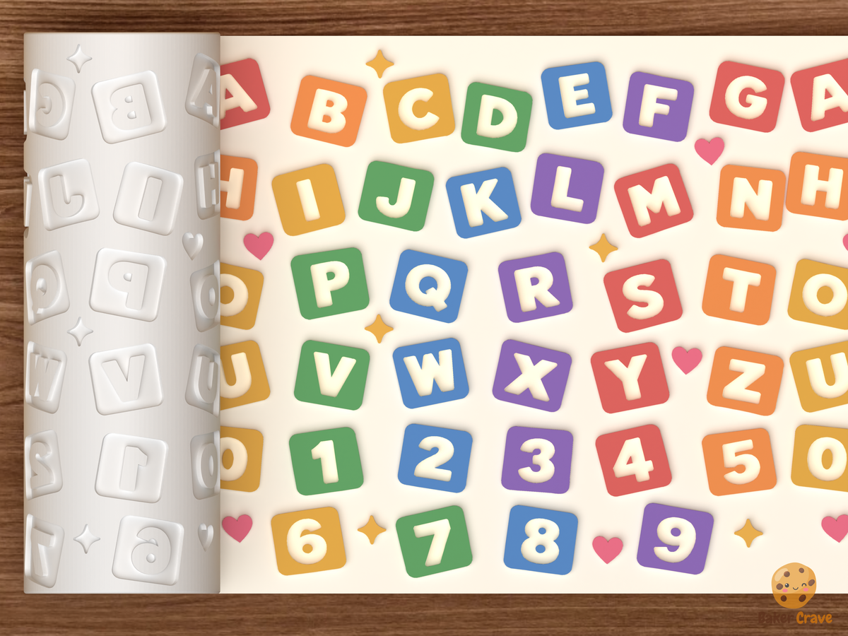 Alphabet Number Blocks Textured Roller STL File
