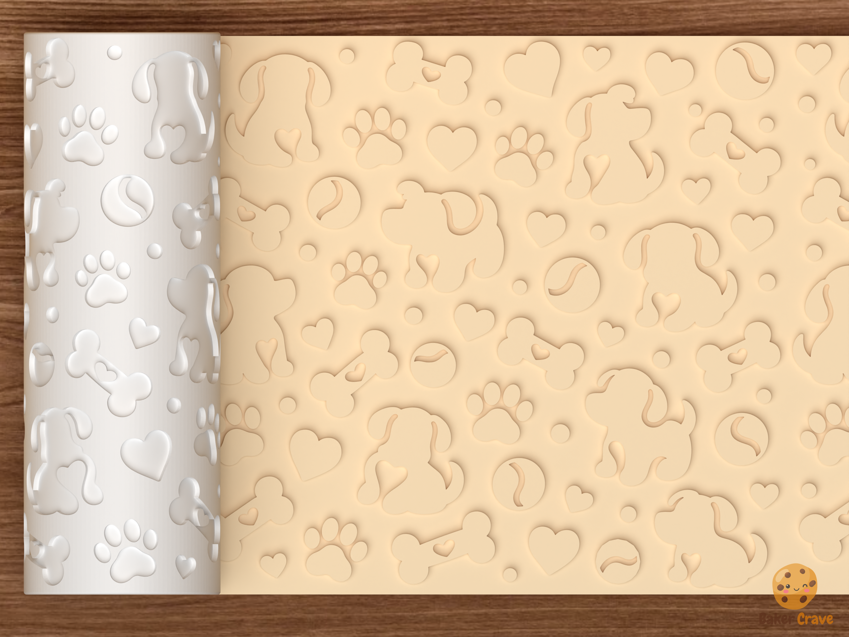 Puppy Love Textured Roller STL File - 01 main photo emboss