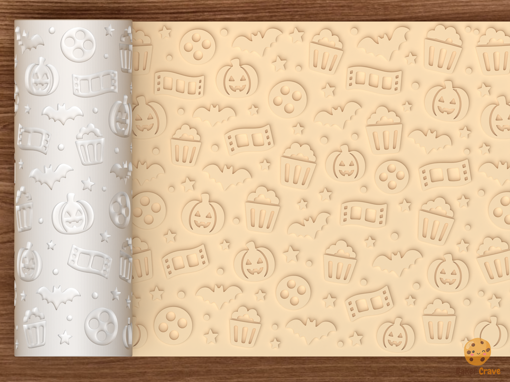 Spooky Popcorn Movie Night Textured Roller STL File - 01 main photo emboss