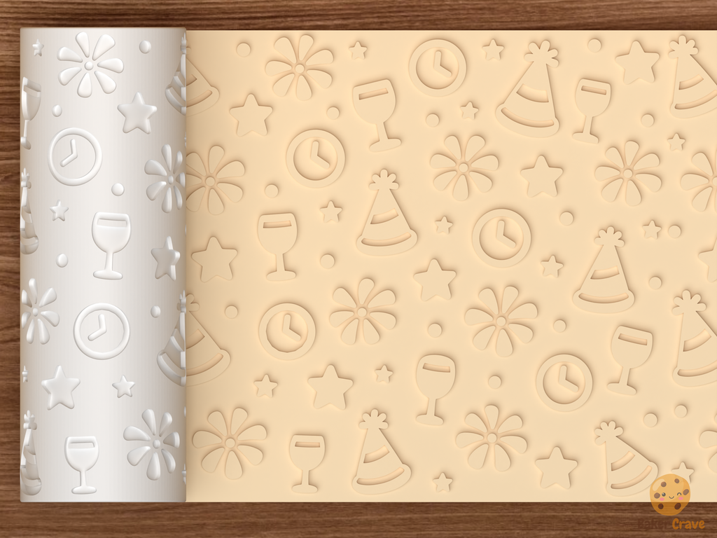 New Year Celebration Textured Roller STL File - 01 main photo emboss
