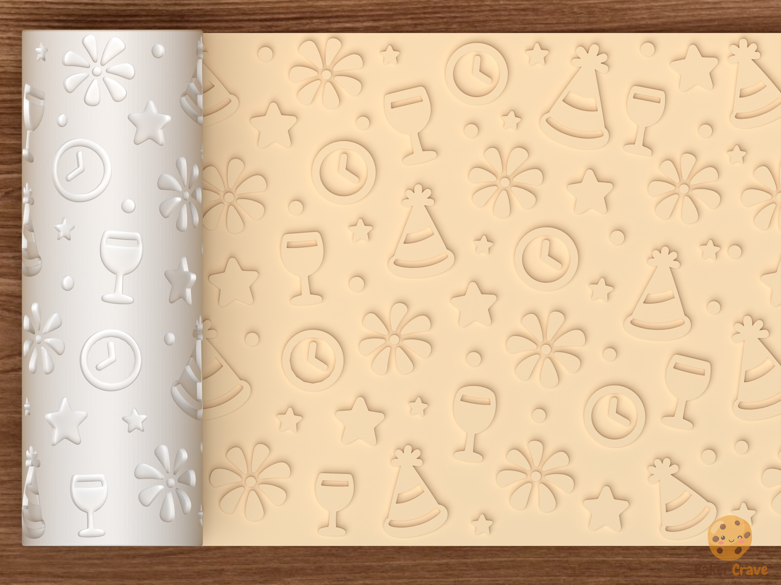 New Year Celebration Textured Roller STL File - 01 main photo emboss