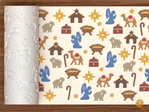 Christmas Nativity Symbols Textured Roller STL File