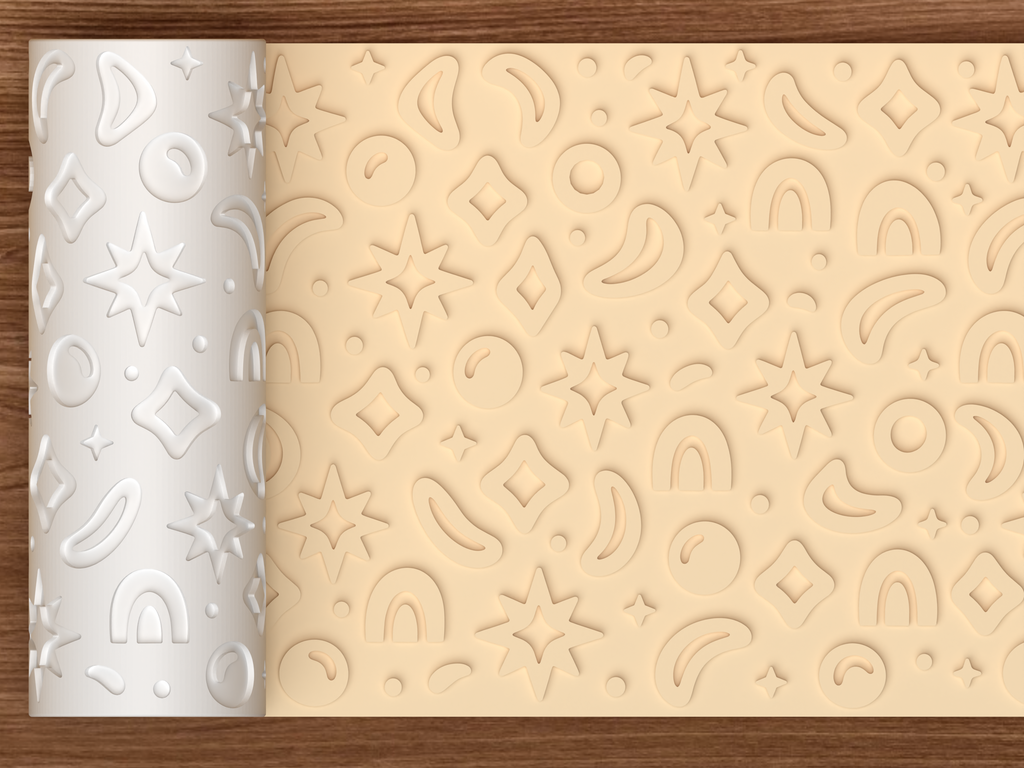 Boho Celestial Rainbow Textured Roller STL File - 01 main photo emboss