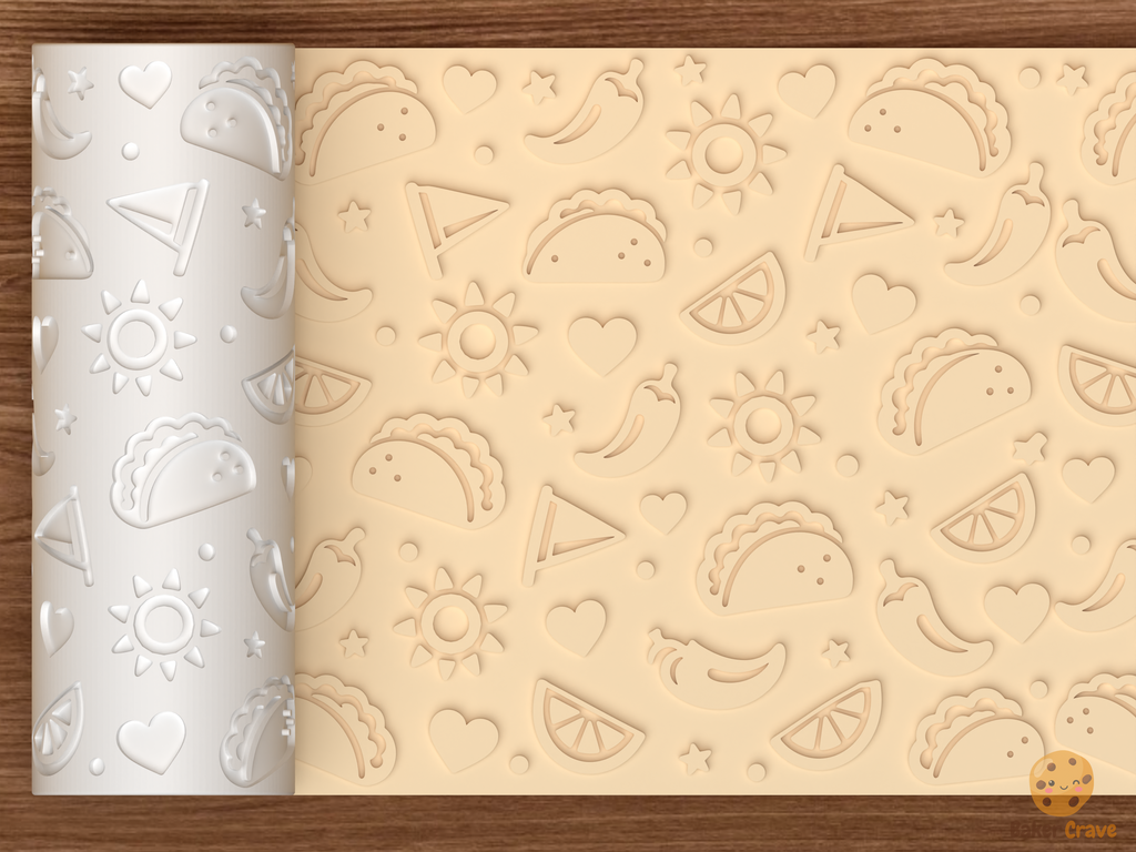 Taco Tuesday Fiesta Textured Roller STL File - 01 main photo emboss