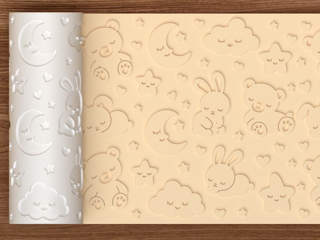 Sleepy Baby Animals Textured Roller STL File - 01 main photo emboss
