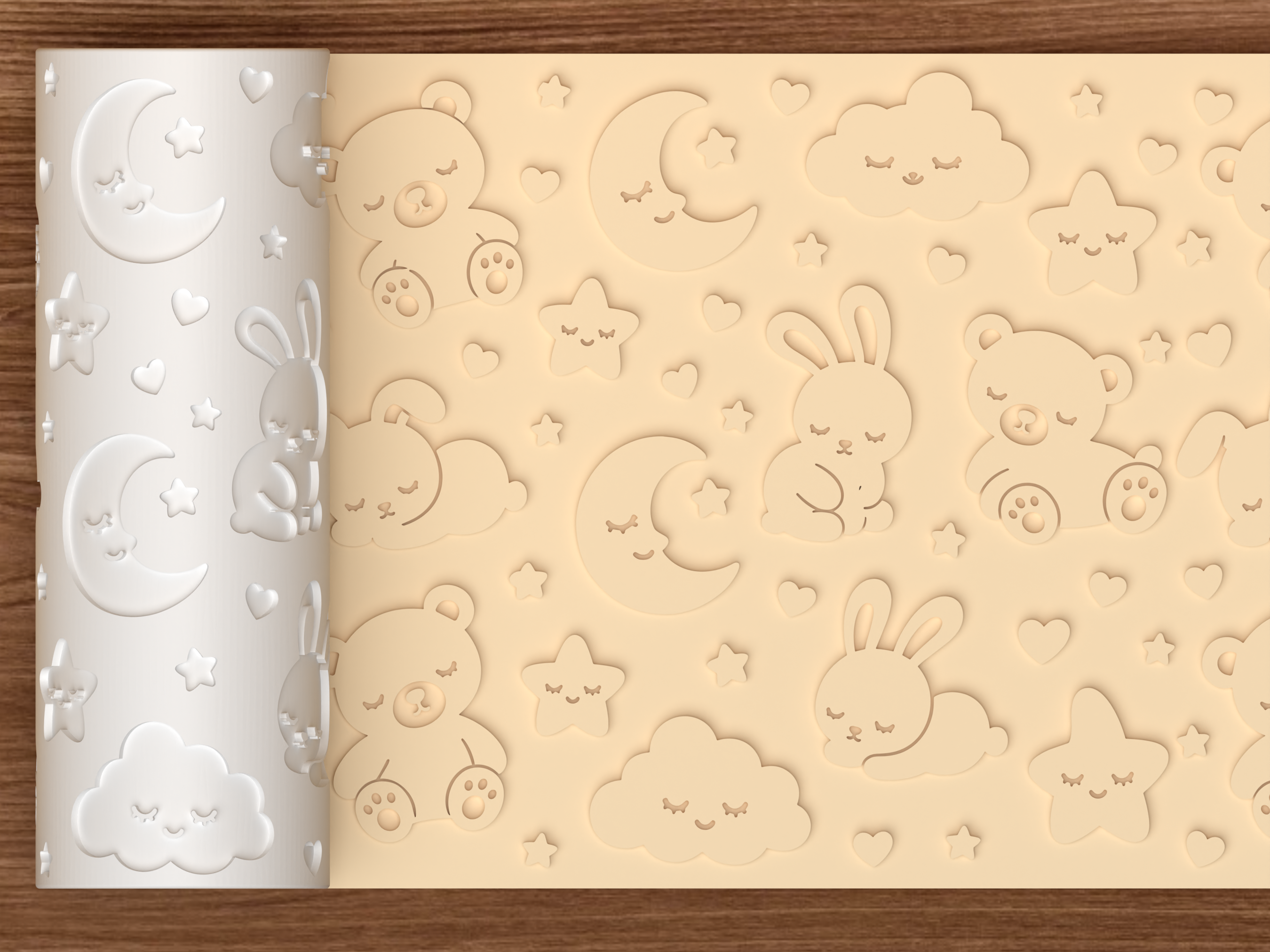 Sleepy Baby Animals Textured Roller STL File - 01 main photo emboss