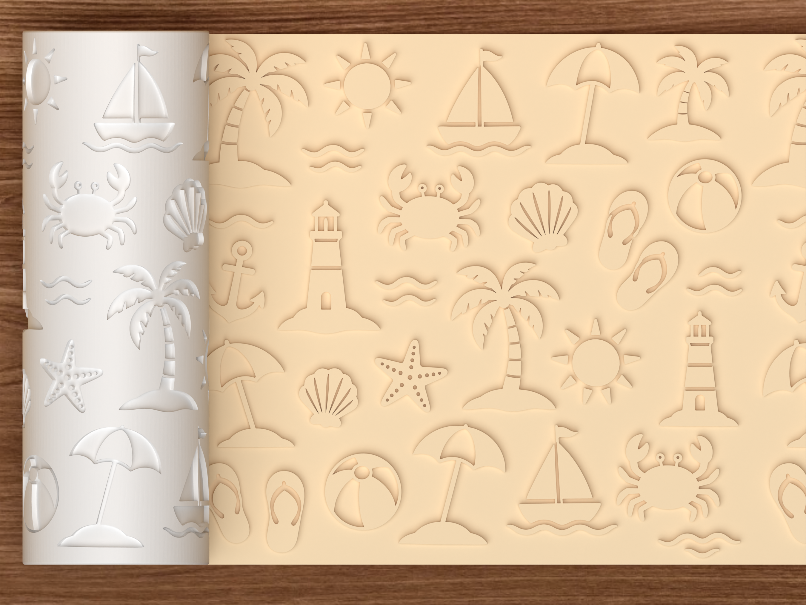 Beach Summer Textured Roller STL File - 01 main photo emboss