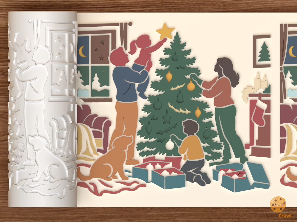 Tree Trimming Family Night Textured Roller