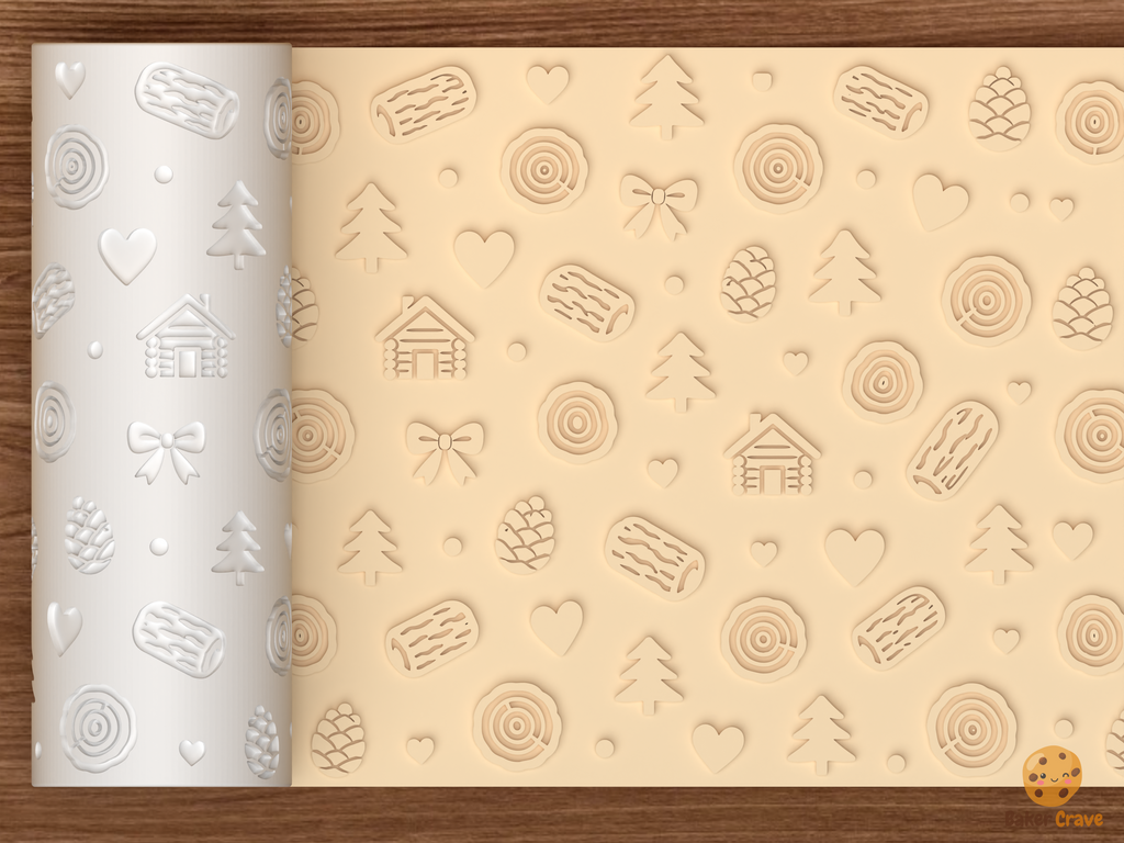 Rustic Woodland Cabin Textured Roller STL File - 01 main photo emboss