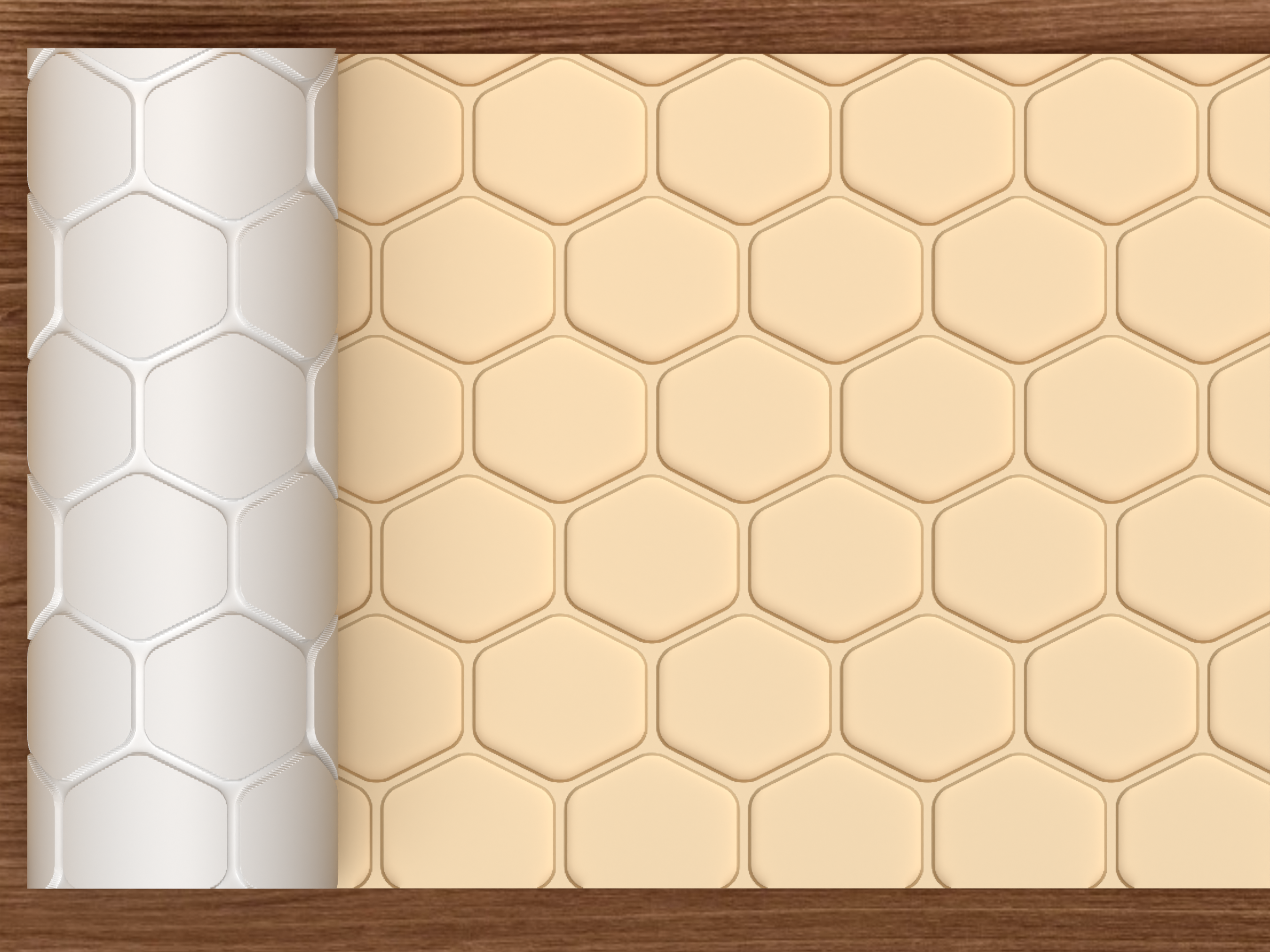 Honeycomb Hexagon Textured Roller STL File - 01 main photo emboss