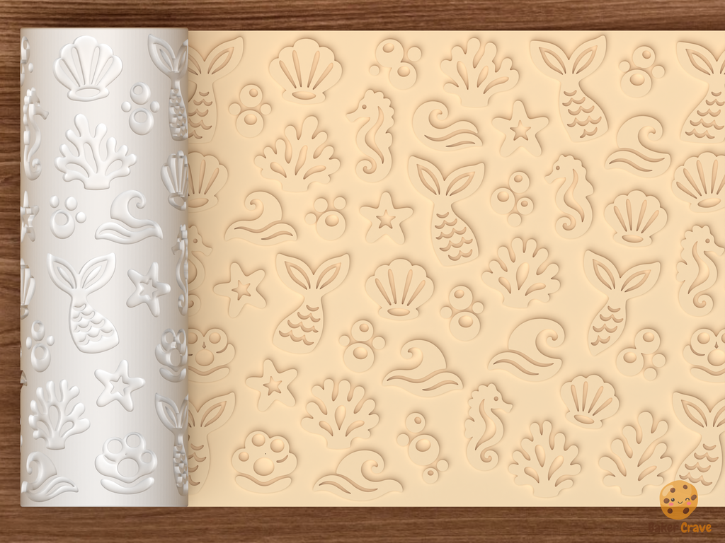 Mermaid Lagoon Textured Roller STL File