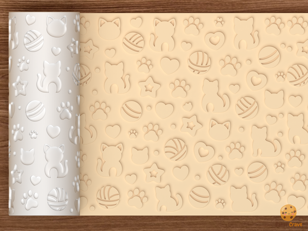 Kitty Yarn Textured Roller STL File - 01 main photo emboss