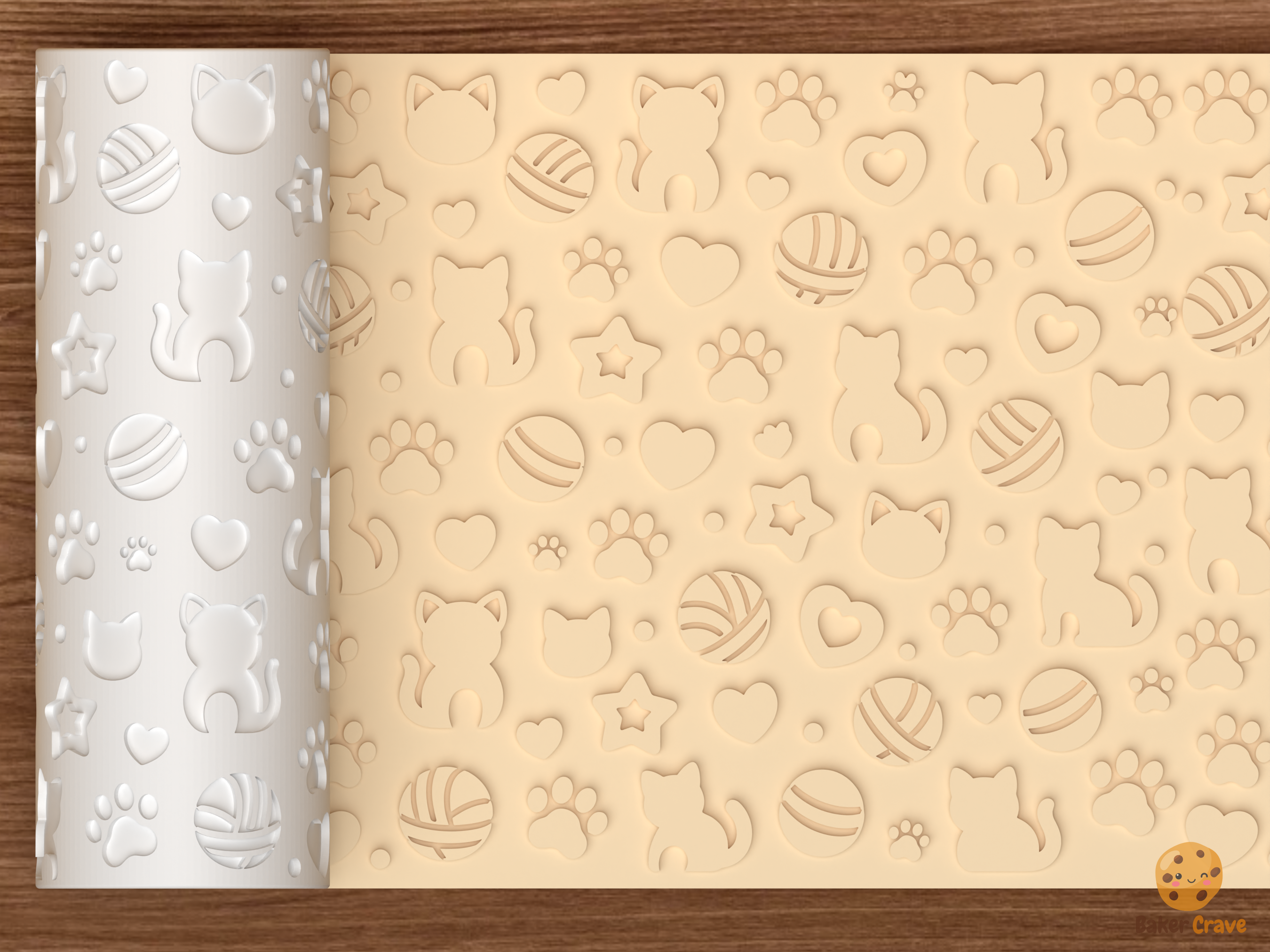 Kitty Yarn Textured Roller STL File - 01 main photo emboss