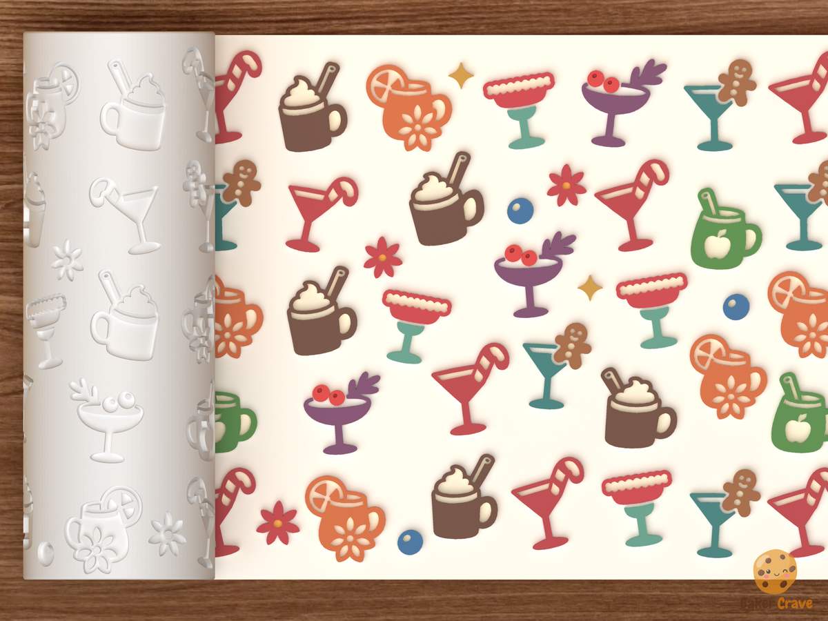 Christmas Cocktails Festive Holiday Drinks Textured Roller