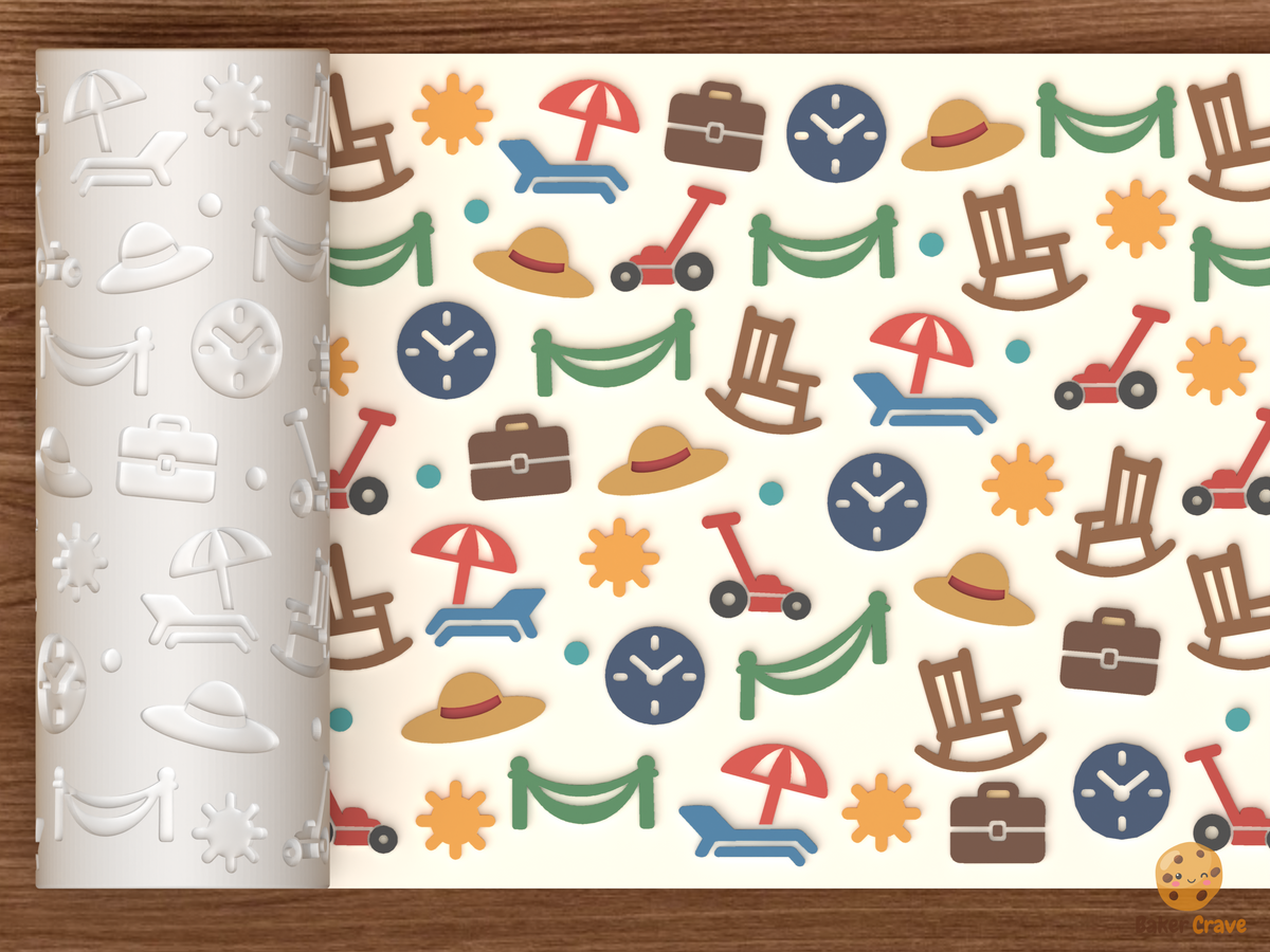 Happy Retirement Leisure Icons Textured Roller