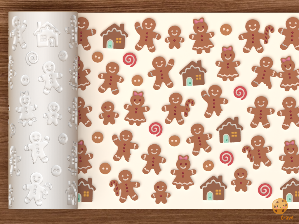 Gingerbread People Family Textured Roller STL File
