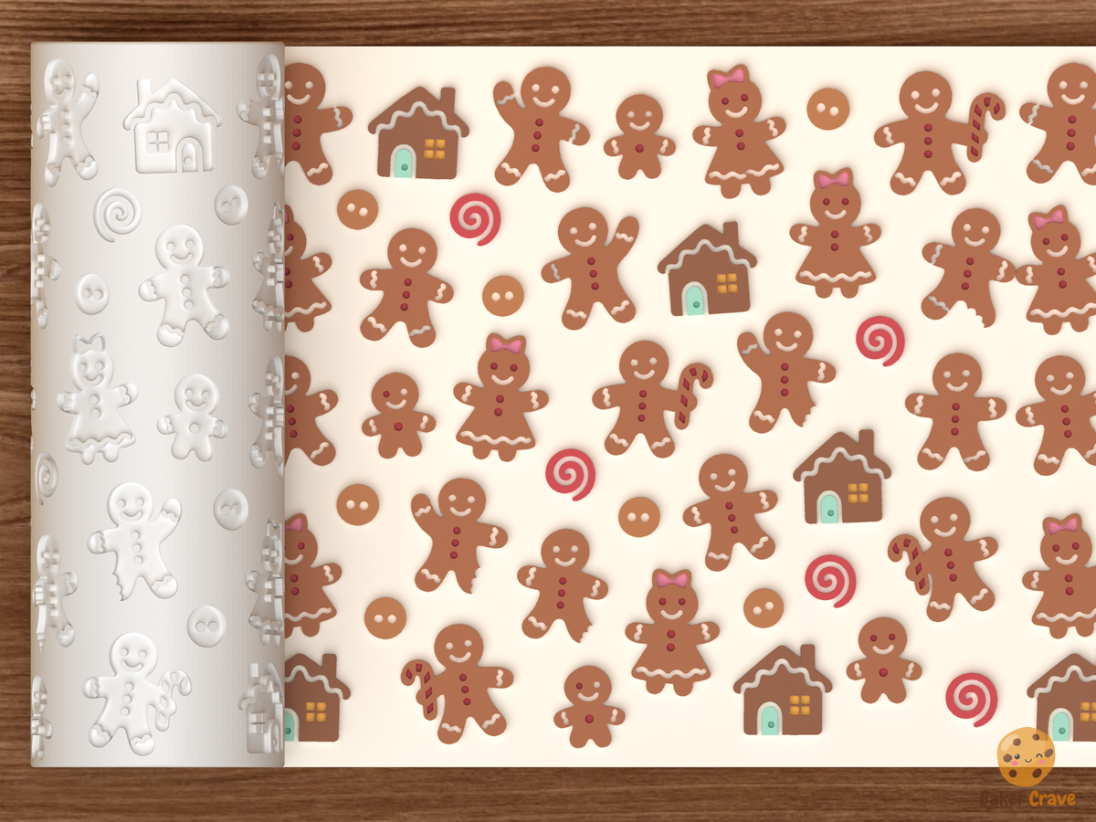Gingerbread People Family Textured Roller