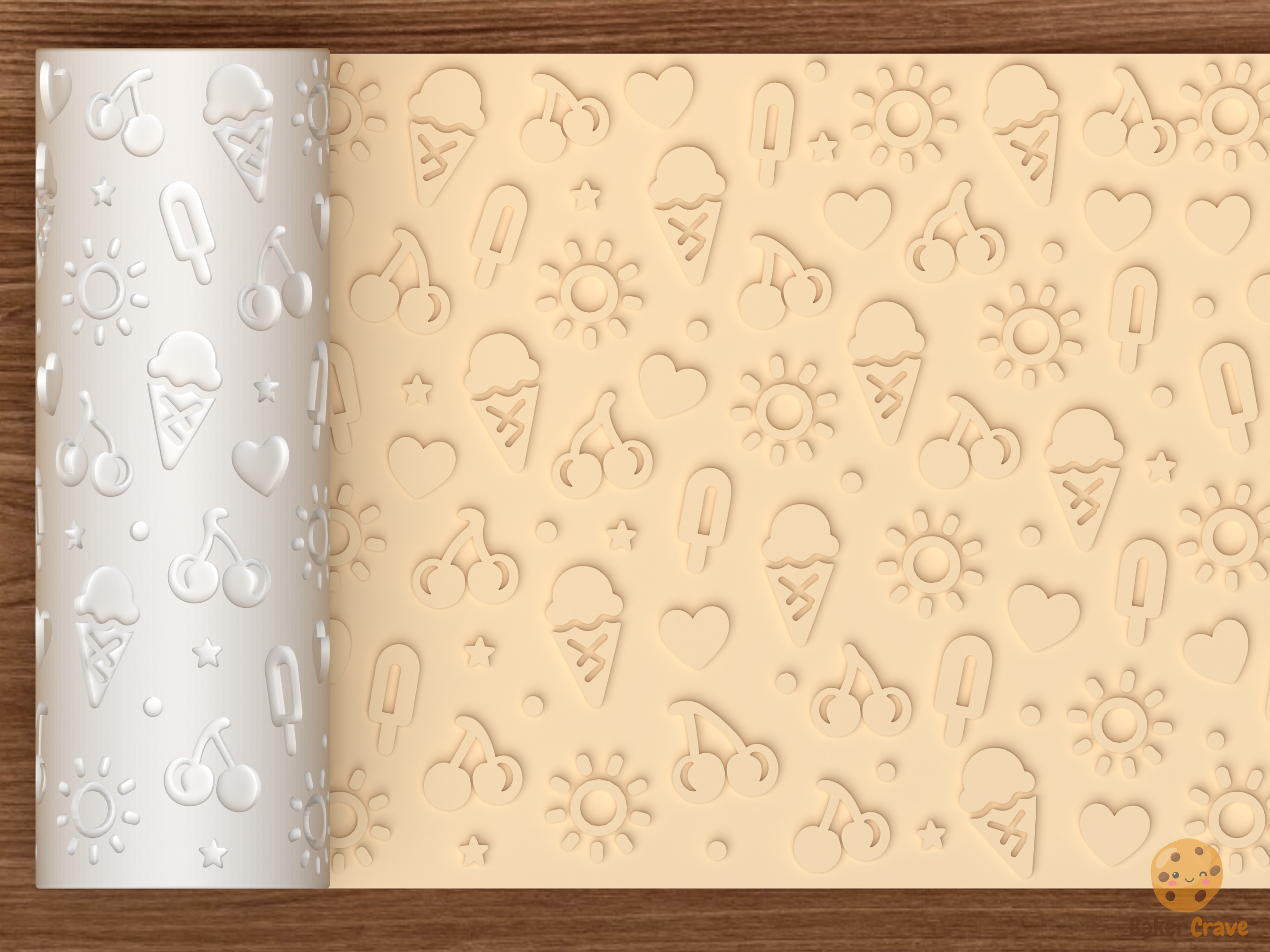 Summer Treats Textured Roller STL File - 01 main photo emboss