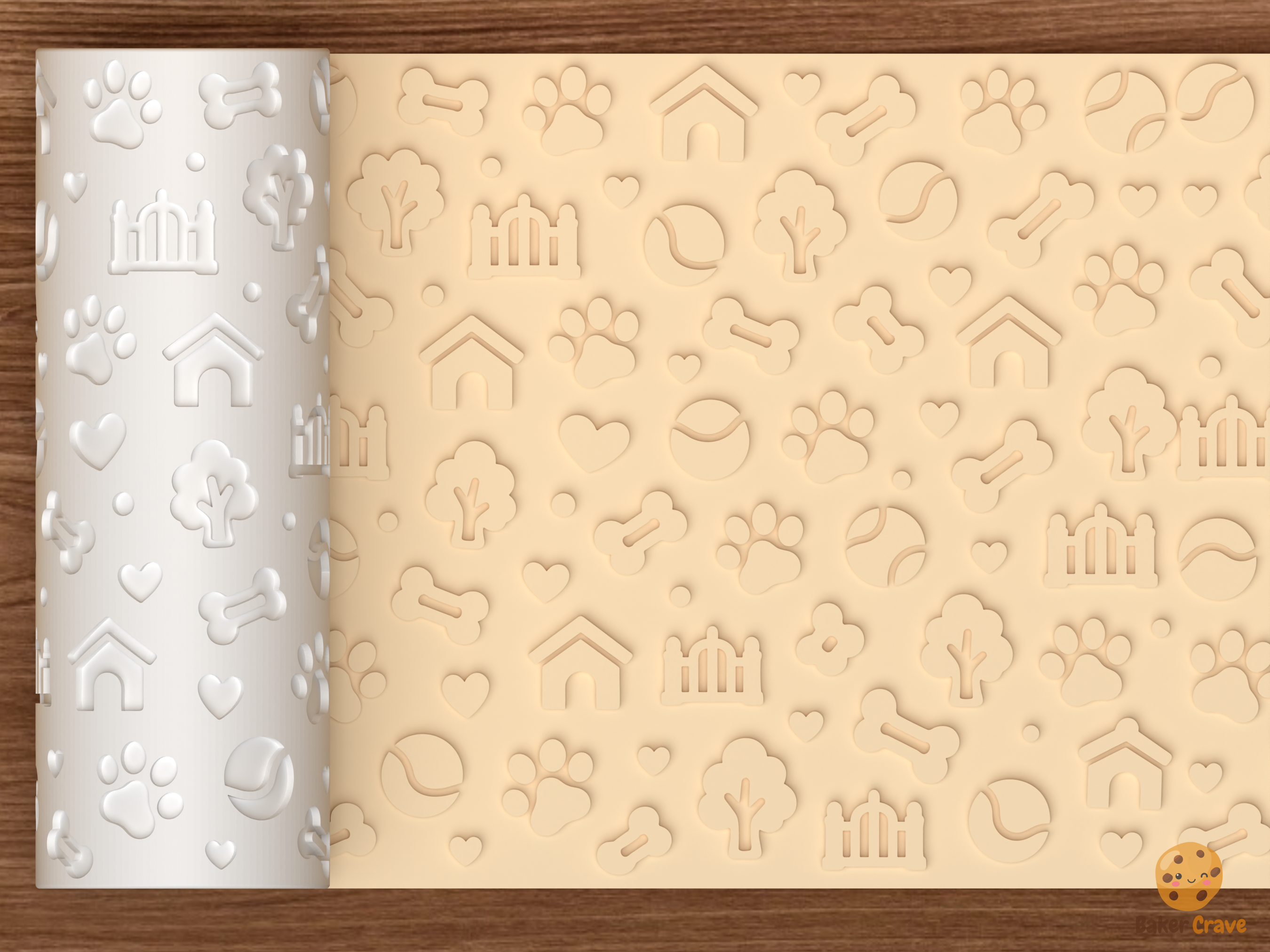 Dog Park Textured Roller STL File - 01 main photo emboss