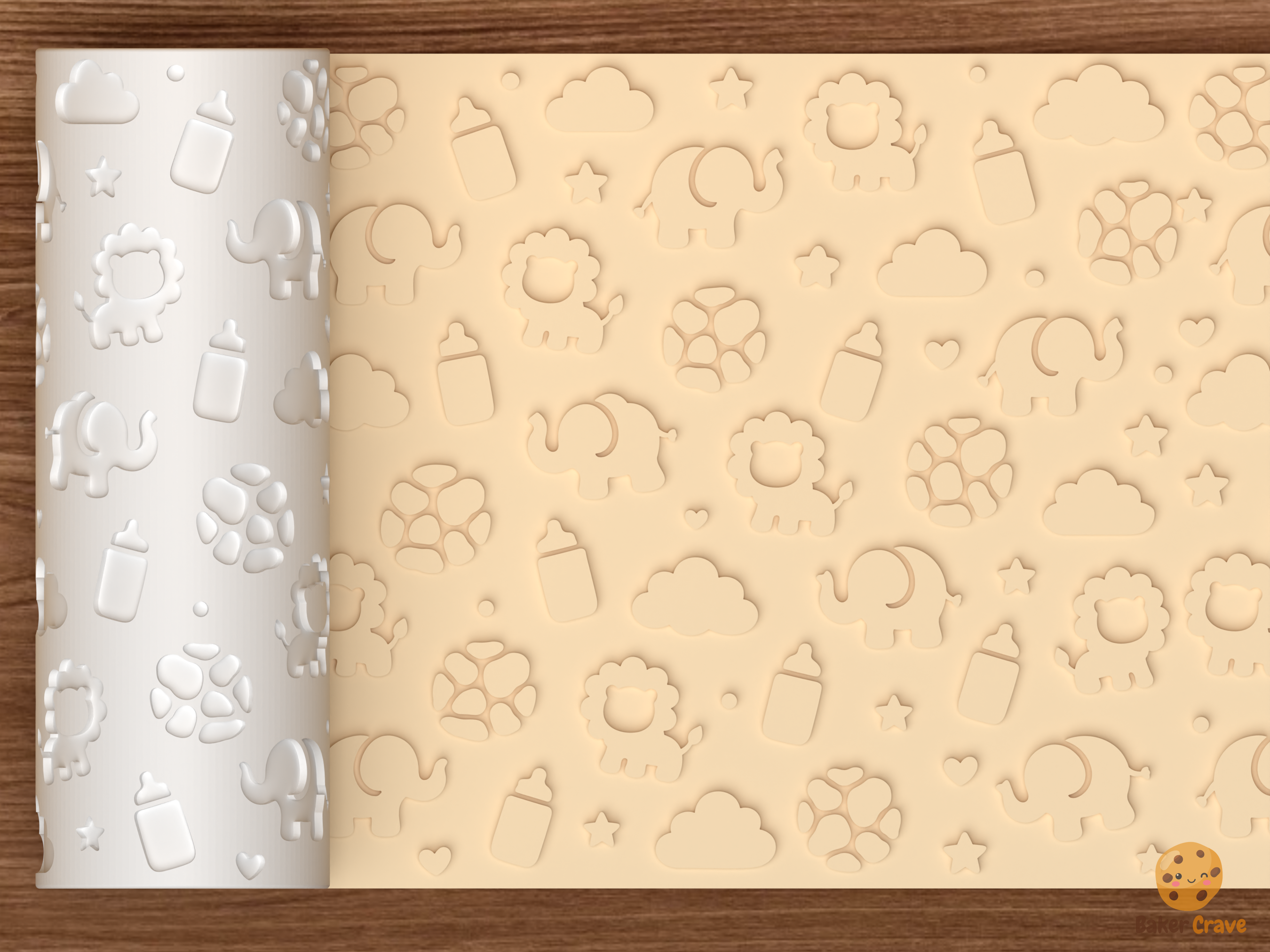 Safari Baby Shower Textured Roller STL File - 01 main photo emboss