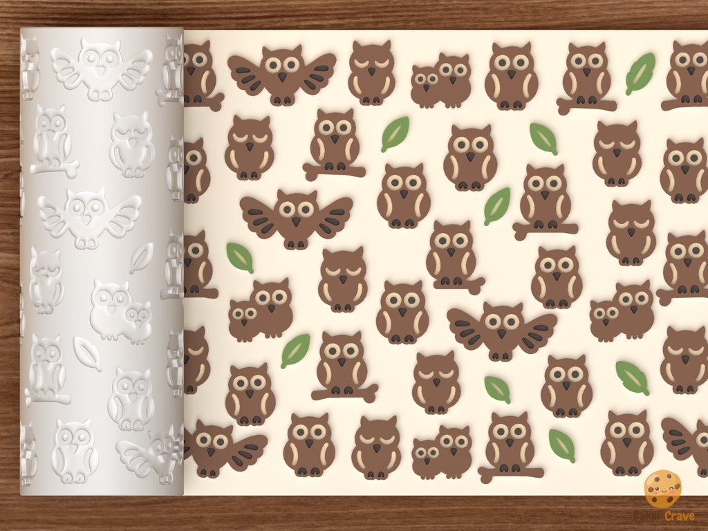 Woodland Owl Family Textured Roller STL File
