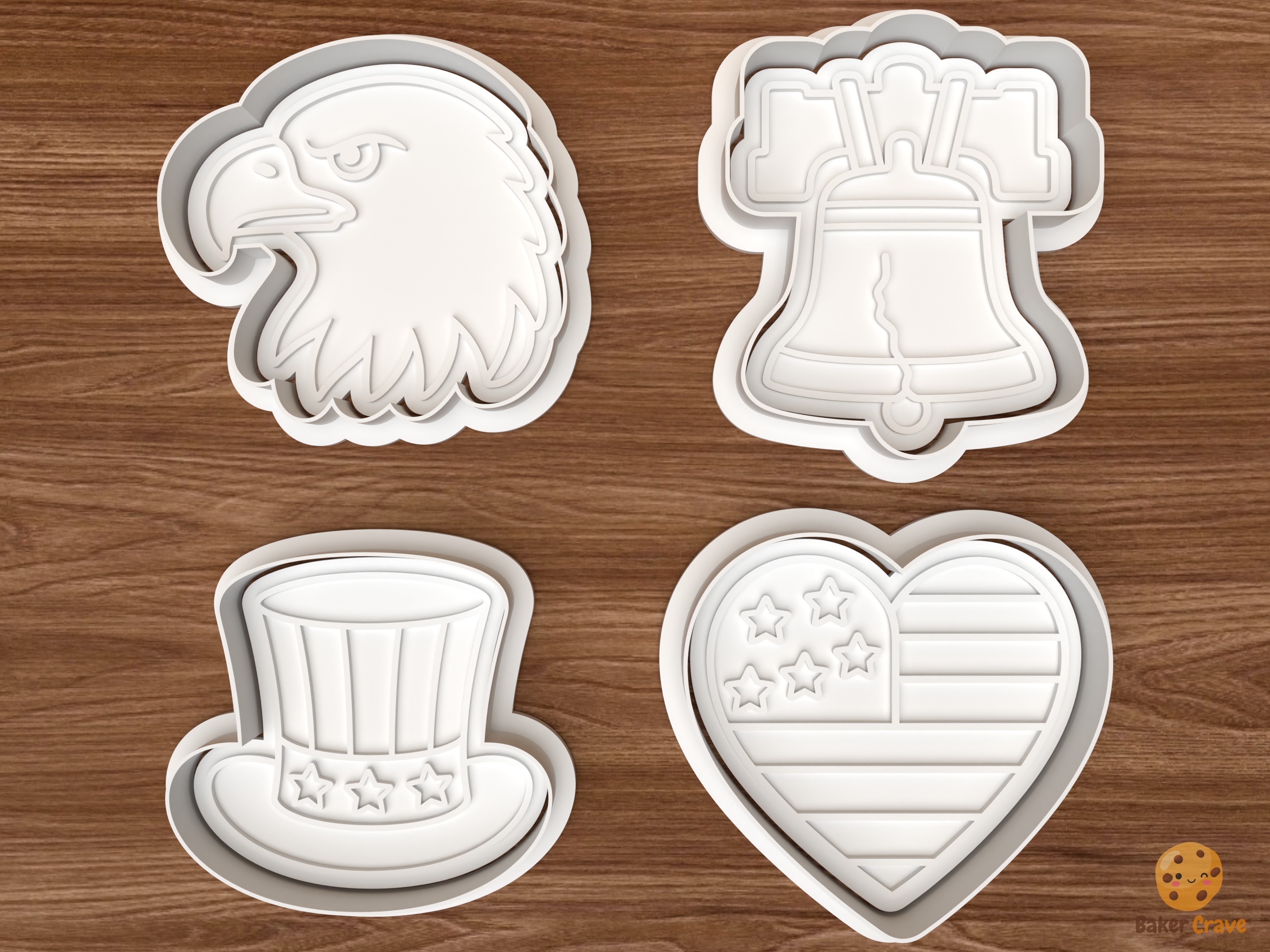 Patriotic USA Cookie Cutter Set STL File