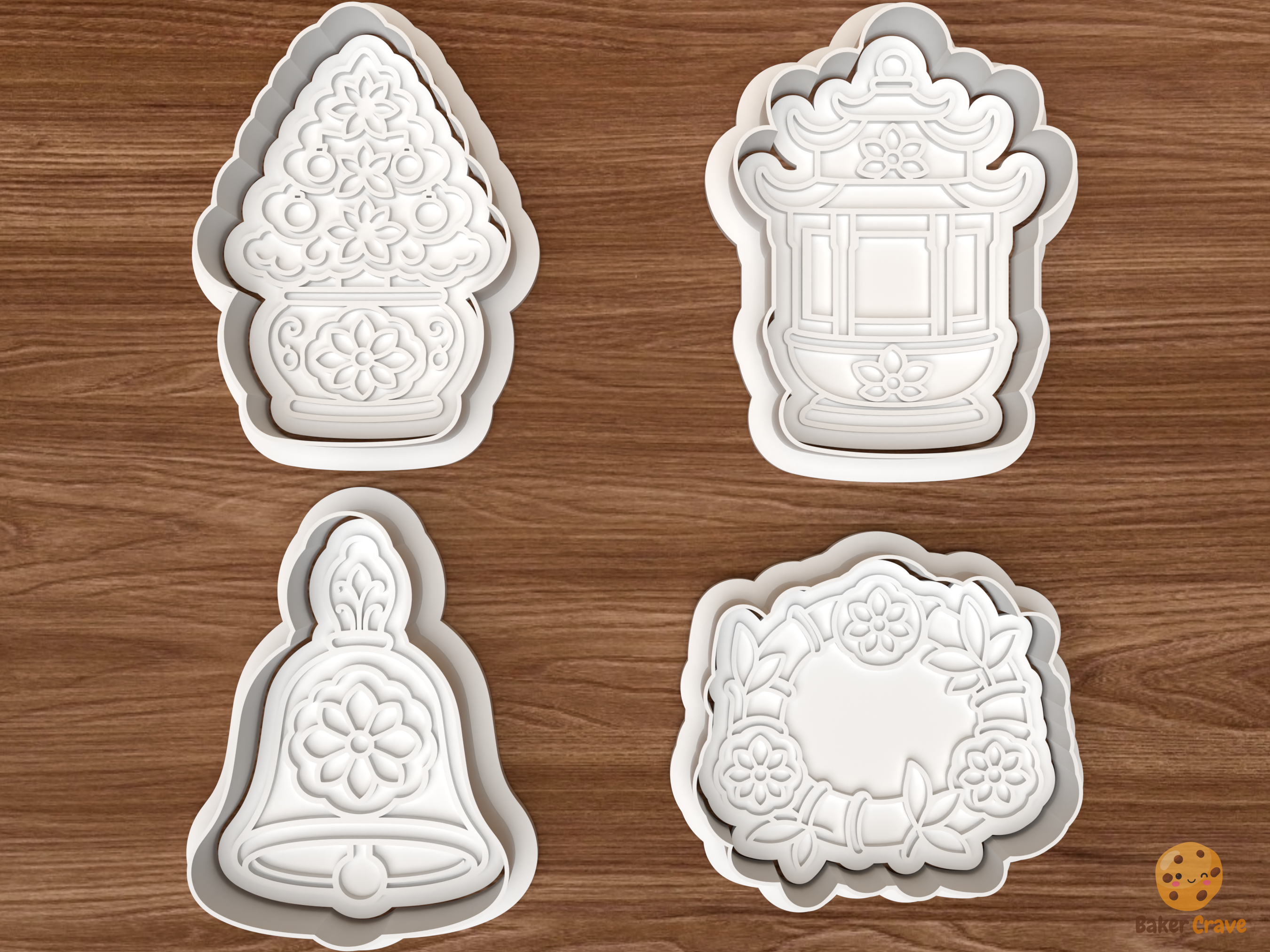 Chinoiserie Christmas Cookie Cutter Set STL File - 01 set main
