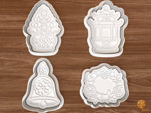 Chinoiserie Christmas Cookie Cutter Set STL File - 01 set main
