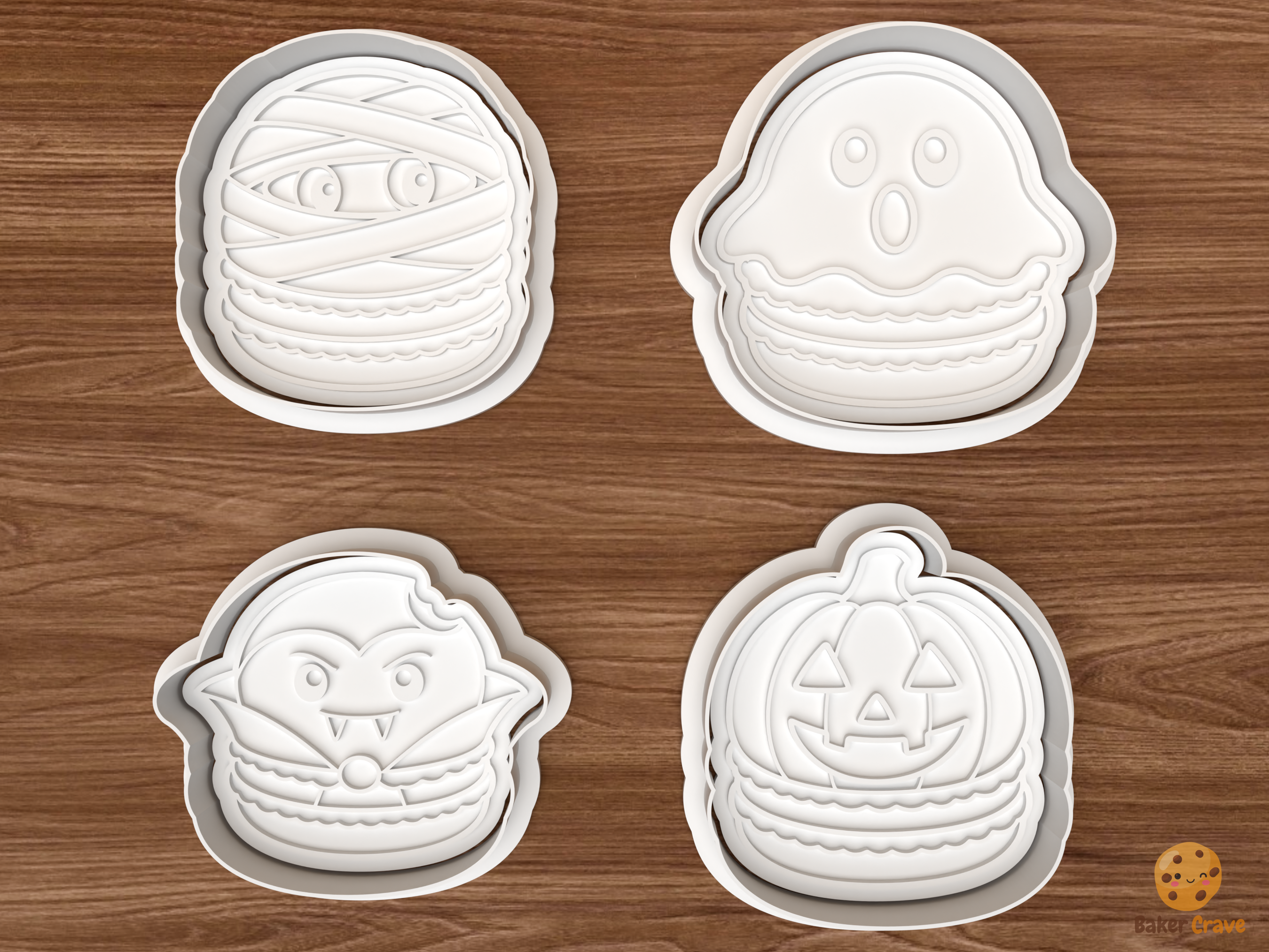 Halloween Macaron Cookie Cutter Set STL File - 01 set main