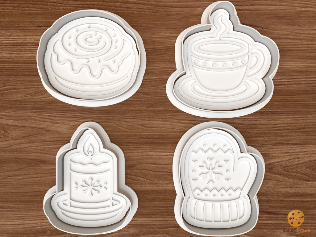 Cozy Winter Cookie Cutter Set STL File - 01 set main
